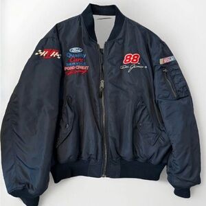 Vintage NASCAR Dale Jarrett #88 Ford Quality Care Heavy Jacket-  Size Large